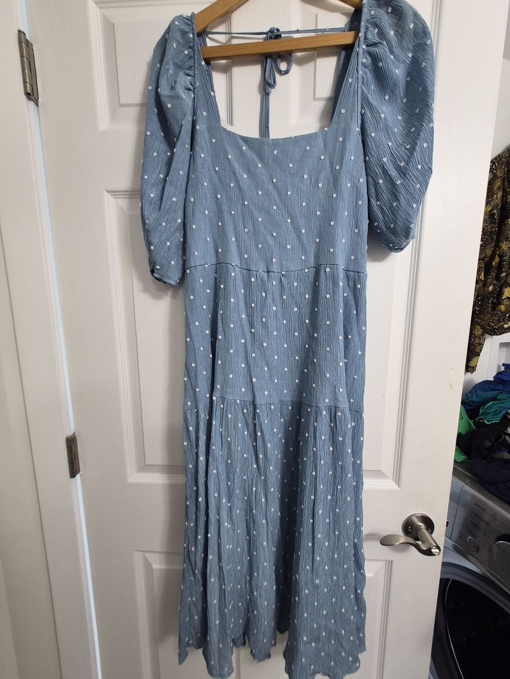 Moon River Light Blue Maxi Dress with Puff Sleeves
